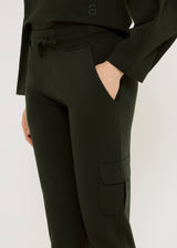 Pantalon molleton femme Albert vert – 96% coton élasthanne, style casual chic