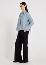 Pantalon Alexandre bleu nuit – poches passepoilées, fermeture zip, bouton corne