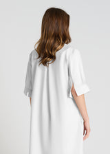 Vue arrière robe Amaryllis blanc pli aisance dos base arrondie popeline stretch