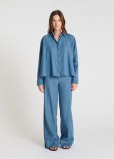 Chemise en jean femme Anemone bleu indigo coupe évasée fluide denim souple manches longues