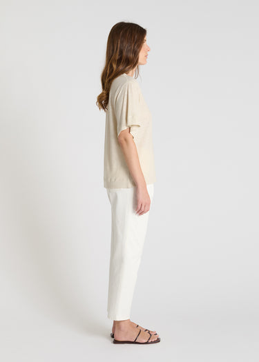 Chemise femme lin jersey beige coupe ample aérienne vue de dos