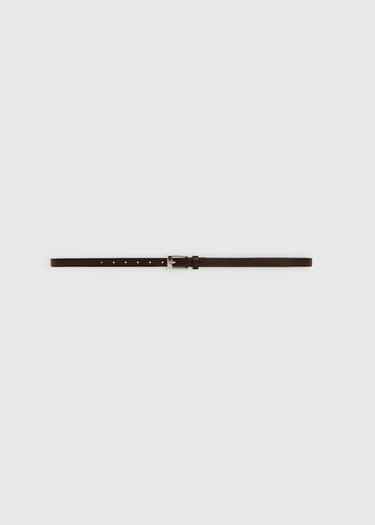 Ceinture en cuir marron femme fine, boucle argentée, ceinture marron femme ajustable – Belty Choco