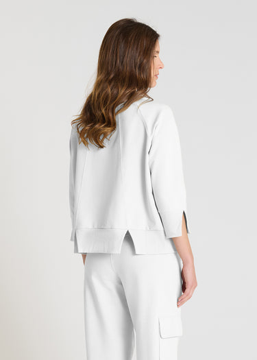 Robe chemisier femme bleu nuit, pli d'aisance au dos, col montant structurant - Vue arrière Amaryllis