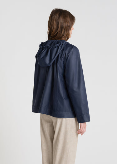Blouson Blossom bleu marine femme, veste légère chic avec poches plaquées et boutons nacre