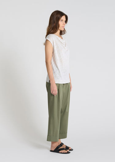 Caraco femme blanc lin sans manches, top fluide chic minimaliste été – Crocus