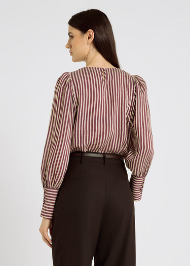 Top rayé bordeaux femme coupe boîte encolure ronde – Doris