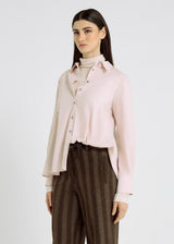 Blouse femme rose coton stretch fluide découpe dos – Dorothea