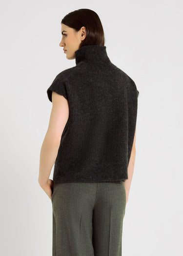 Pull débardeur anthracite femme volume boîte côtes – Edgar