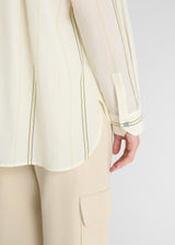 Vue arrière chemise Églantine jaune rayée fronces dos empiècement voile coton femme
