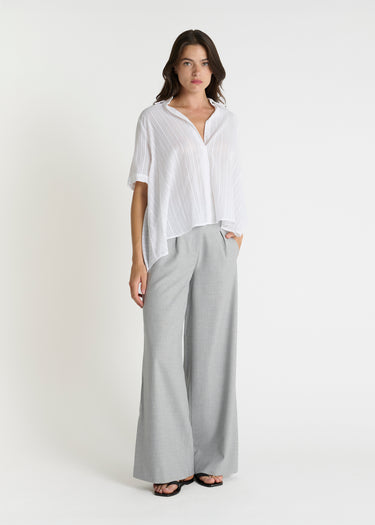 Chemise Eshal blanc optique – blouse femme chic en voile de coton, vue de face