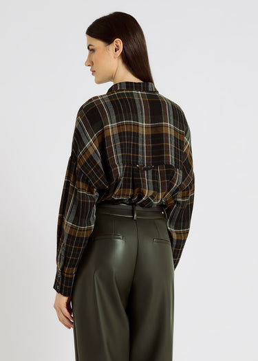Chemise carreaux femme marron doré oversize fluide pli dos – Everlane