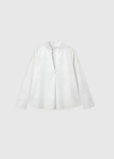 Blouse femme blanche chic coton chevron pinces poitrine poignets longs – Francoise