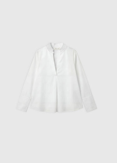 Blouse femme blanche chic coton chevron pinces poitrine poignets longs – Francoise