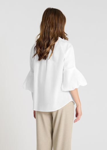 Chemisier femme blanc chic Fiza – blouse voile de coton légère, coupe droite et élégante