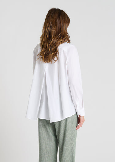 Détail chemise Frésia blanc optique patte boutonnage cachée col structuré popeline coton