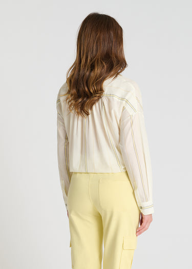 Vue arrière jogging molleton jaune moutarde, poche plaquée dos, coupe moderne - Grigoripoe
