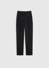 Pantalon Henri noir – matière tailleur, plis devant, poches italiennes, passepoil dos