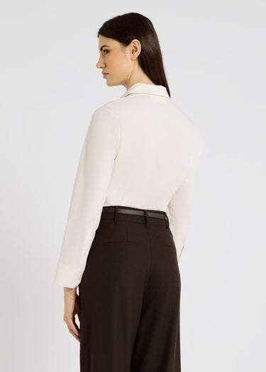 Chemisier blanc chic femme ivoire – popeline stretch, volume ajusté, blouse femme chic tendance, Hannah