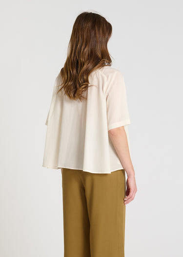 Vue arrière chemise Hortensia ivoire rayée volume ample voile coton emmanchure marteau