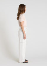 Pantalon femme blanc molleton Jivoe – silhouette décontractée chic, base droite, look stylé