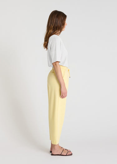 Jogging femme jaune taille haute élastiquée liens ajustables – Palamede