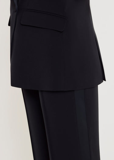 Pantalon Raul S bleu nuit crêpe fluide – silhouette droite longue, pantalon élégant femme chic