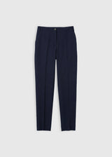 Pantalon élégant femme bleu marine, tissu tailleur souple, poches fonctionnelles – Tomas