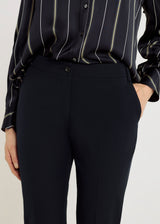 Pantalon tailleur droit bleu marine femme, fermeture boutonnée, silhouette allongée – Tomas