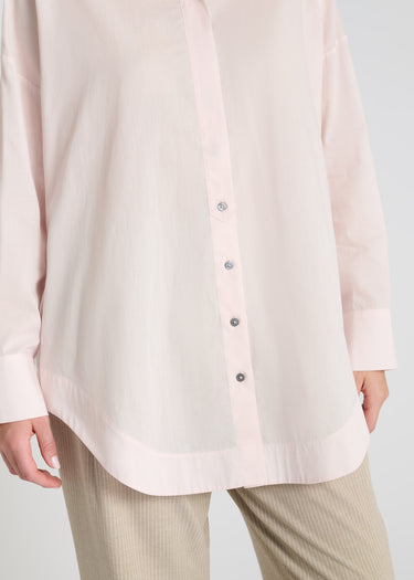 Chemise femme chic rose en voile coton léger, coupe droite moderne raffinée - Vani