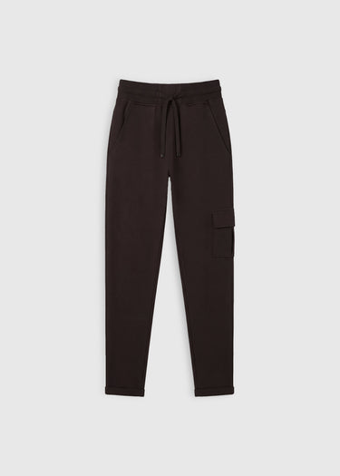 Jogging femme marron chocolat Albert – molleton coton stretch, ceinture élastique cordon
