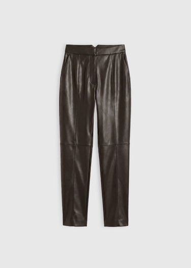 Pantalon femme marron chocolat similicuir Arthur – coupe près du corps, longueur cheville