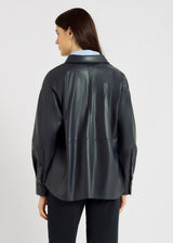 Chemisier femme gris anthracite Ada – base arrondie, poignets resserrés, coupe nette
