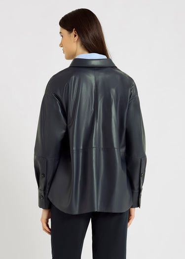 Chemisier femme gris anthracite Ada – base arrondie, poignets resserrés, coupe nette
