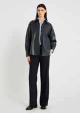 Chemise femme gris anthracite coupe droite – Ada, chemisier chic femme volume droit
