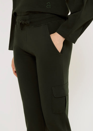 Pantalon molleton femme Albert vert – 96% coton élasthanne, style casual chic
