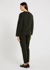 Jogging Albert vert forêt – silhouette décontractée chic, coupe structurée et confortable
