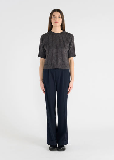 Pull manches courtes Alfredo - Brun Mouliné