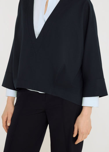 Top bleu marine femme Andre – silhouette décontractée chic, haut femme tendance
