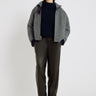 Blouson femme laine chevron bleu indigo Antoine – manches chauve-souris, capuche
