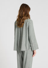 Blouse femme casual-chic kaki, surpiqûres apparentes, style contemporain - Détail - Blouse Arome