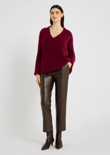 Pantalon femme marron chocolat Arthur – coupe près du corps, longueur cheville
