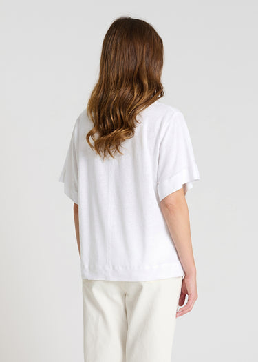 Blouse femme lin blanc optique coupe fluide, chemise en lin femme été – Aubino

