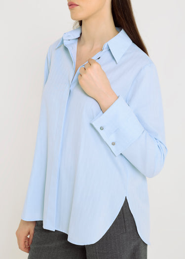 Chemisier femme bleu ciel Aurore – 100% coton, chemise femme chic tendance décontractée
