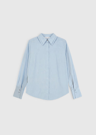 Chemise femme bleu clair Beatrix – coton ultra doux avec double col élégant
