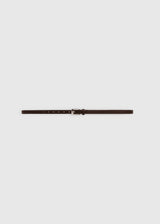 Ceinture en cuir marron femme fine, boucle argentée, ceinture marron femme ajustable – Belty Choco
