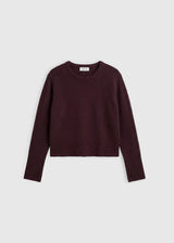 Pull femme bordeaux 100% mérinos Blaise – ligne droite, bandes de côtes, fils italiens, maille douce
