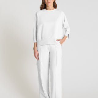 Robe chemise femme bleu nuit en popeline stretch, col montant, manches courtes - Vue de face Amaryllis
