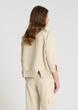 Détail sweat Balisier beige dune molleton col rond bord-côte poignets fendus structurants
