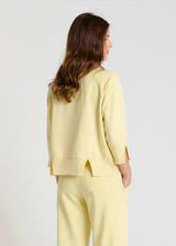 Sweat molleton jaune femme, construction graphique moderne, manches raglan - Vue arrière complète Balisier