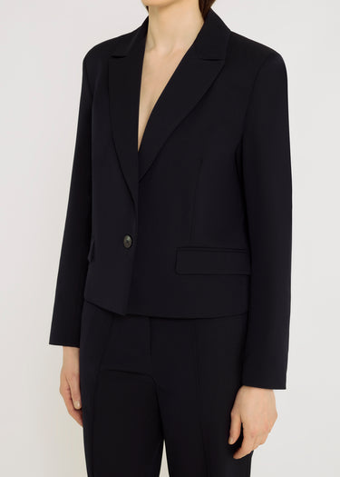 Veste bleu nuit femme Beth – blazer court tailleur, tenue élégante femme, finitions soignées doublure logo
